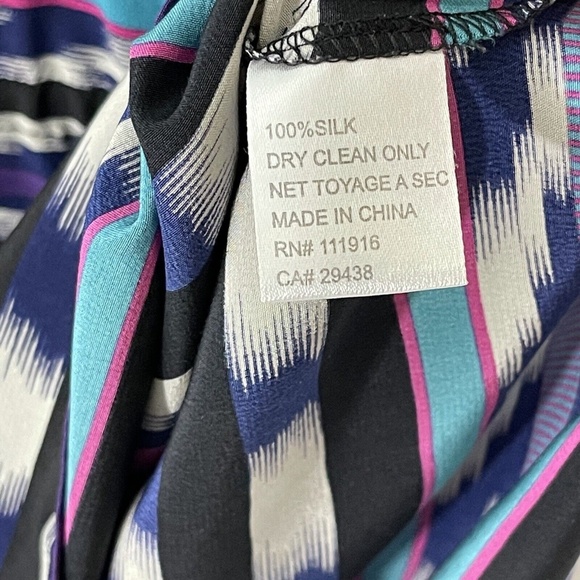 Yumi Kim Women’s Size XS Multi Color Striped Silk Lightweight Tie Keyhole Dress - Picture 7 of 12